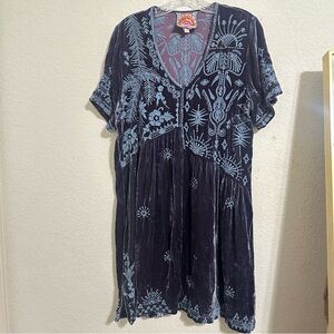 Johnny Was Velvet Tunic Dress Blue Size Small